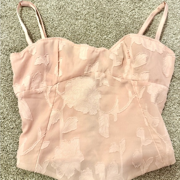 ✨ White Fox Bustier Baby Pink Corset Top - Picture 3 of 5